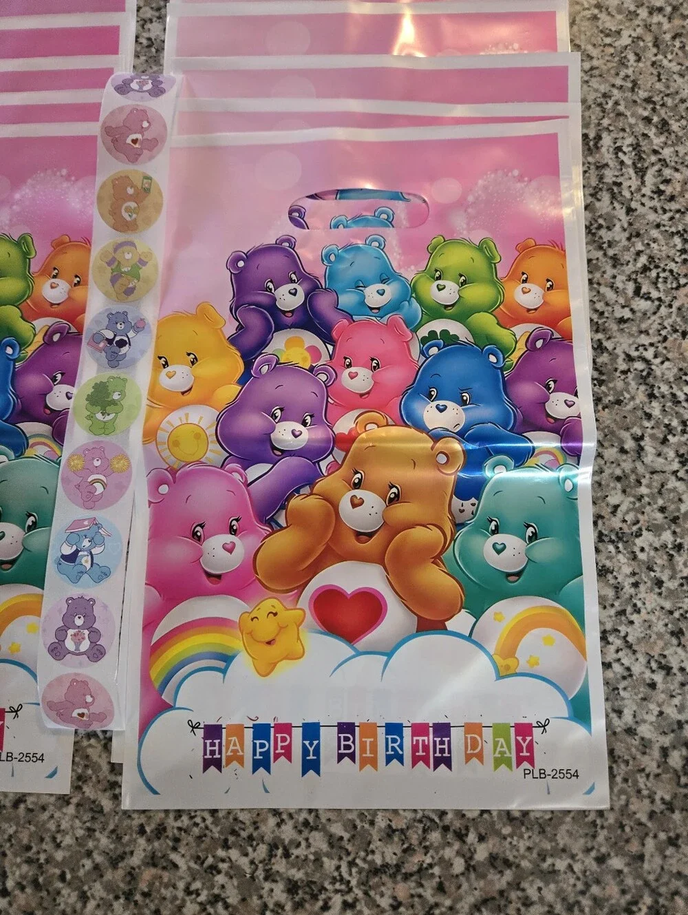 Care Bears Characters Pink Party Favor Bags with Stickers